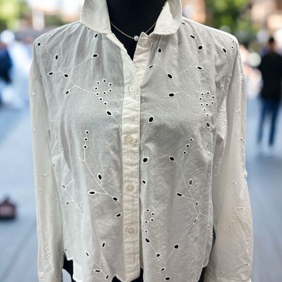 A new day 100% Cotton Eyelet Long Sleeve Button-Down Shirt - EUC - Picture 4 of 15